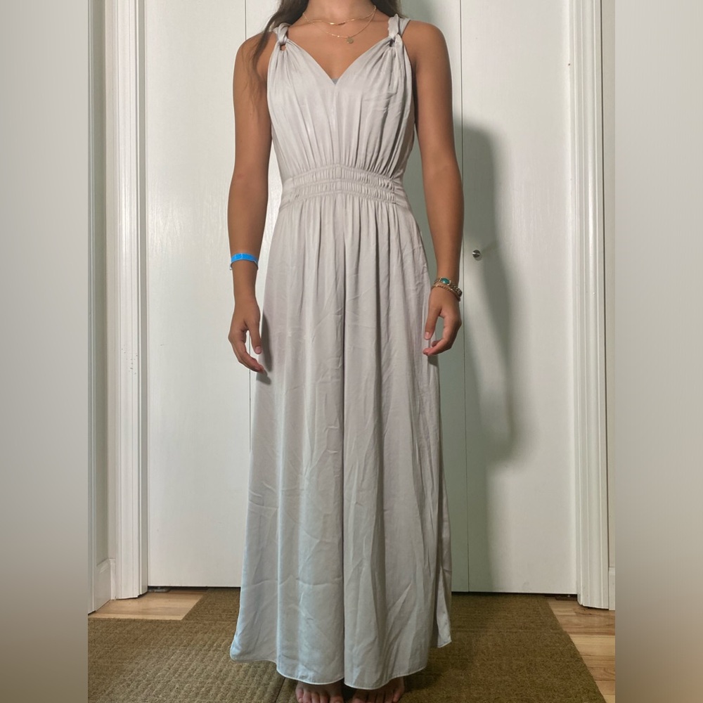 Zara Basic Collection 100% Silk Grey Jumpsuit, Xs - image 3